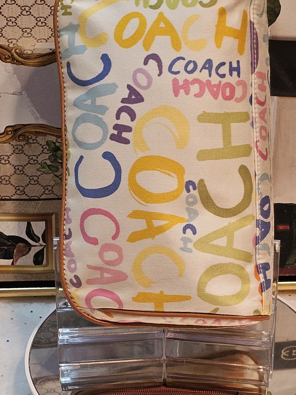 COACH Multicolor Signature Logo Cosmetic Pouch - Picture 3 of 11